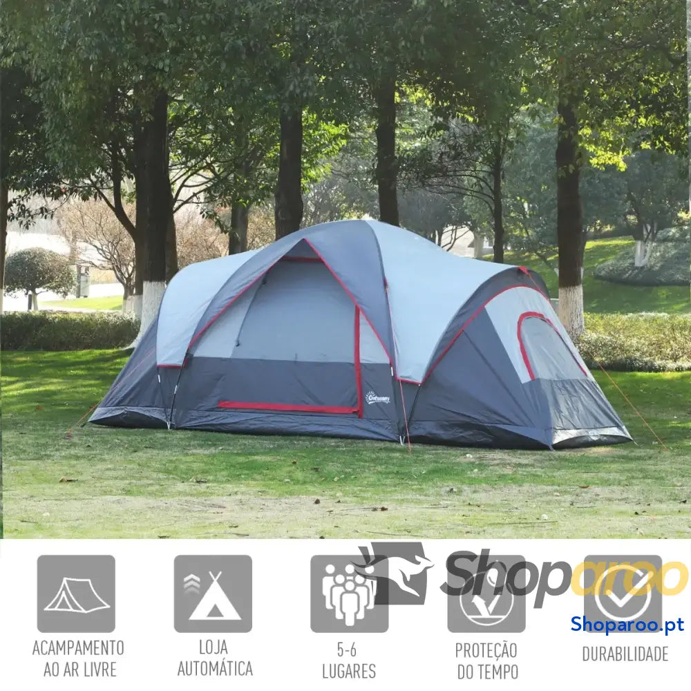 Tenda de Campismo Impermeável para 4 a 5 Pessoas com Proteção UV