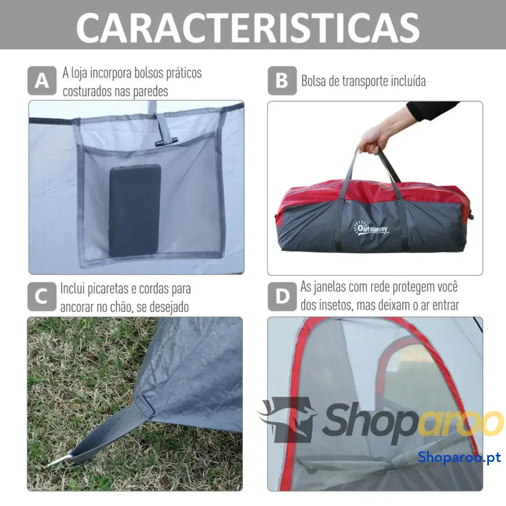 Tenda de Campismo Impermeável para 4 a 5 Pessoas com Proteção UV