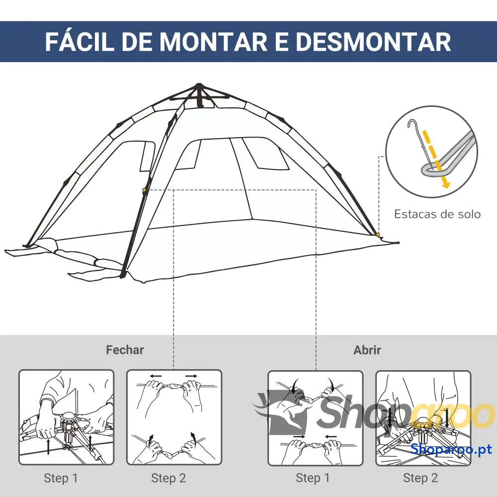 Tenda de Praia Dobrável Pop-up para 1 a 2 Pessoas Azul Escuro