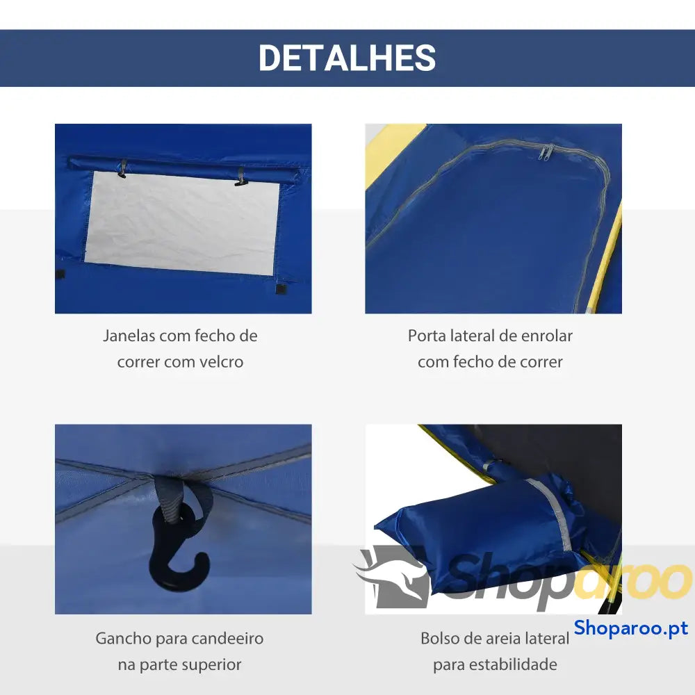 Tenda de Praia Dobrável Pop-up para 1 a 2 Pessoas Azul Escuro