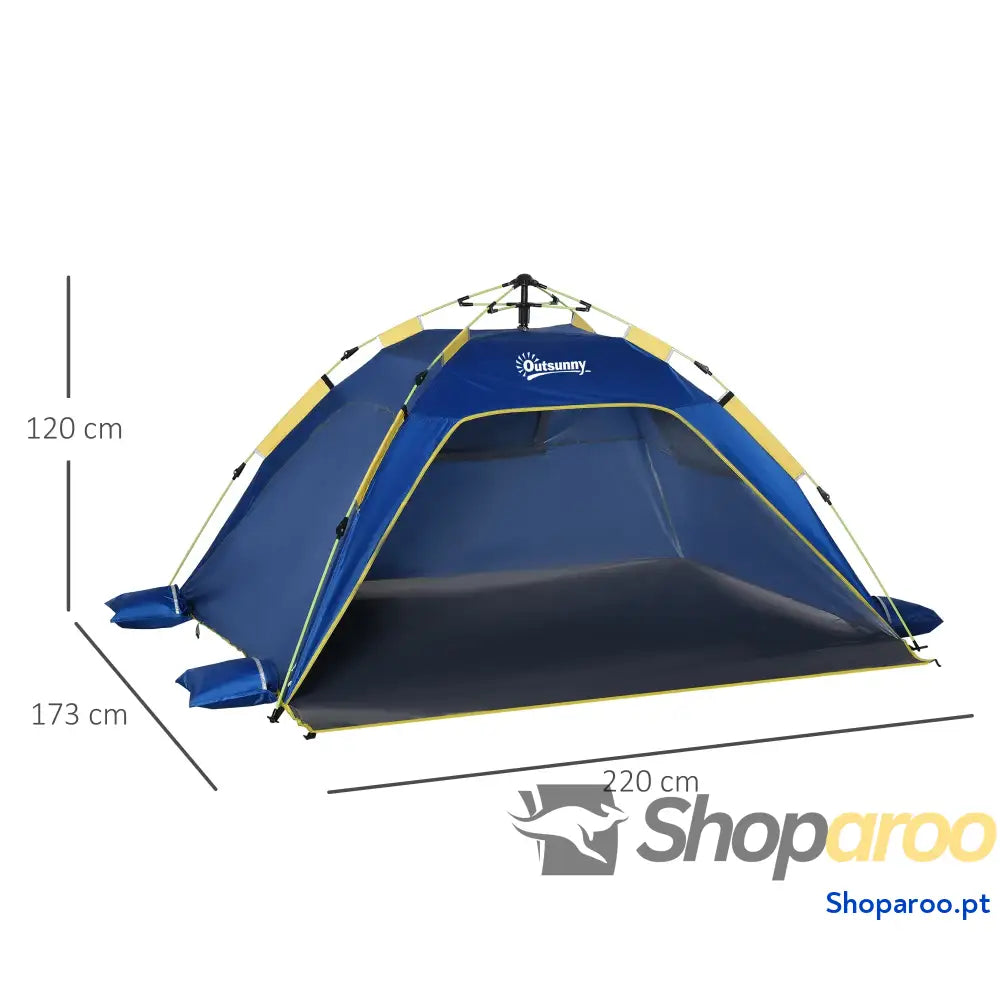 Tenda de Praia Dobrável Pop-up para 1 a 2 Pessoas Azul Escuro