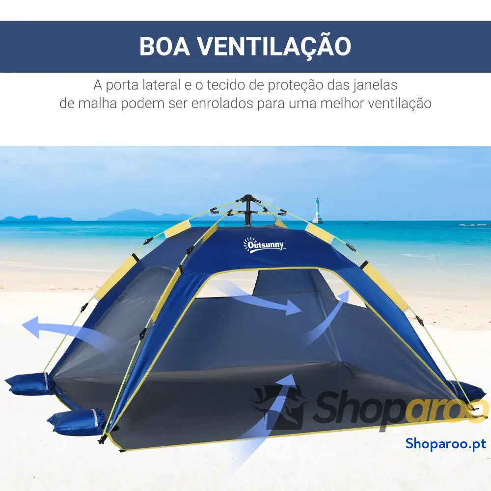 Tenda de Praia Dobrável Pop-up para 1 a 2 Pessoas Azul Escuro