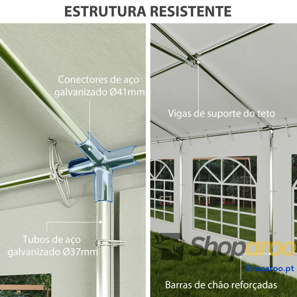 Tenda para Eventos 12x6m de Jardim com 12 Paredes Laterais Amovíveis e Janelas Impermeável Proteção UV 30+ Branco