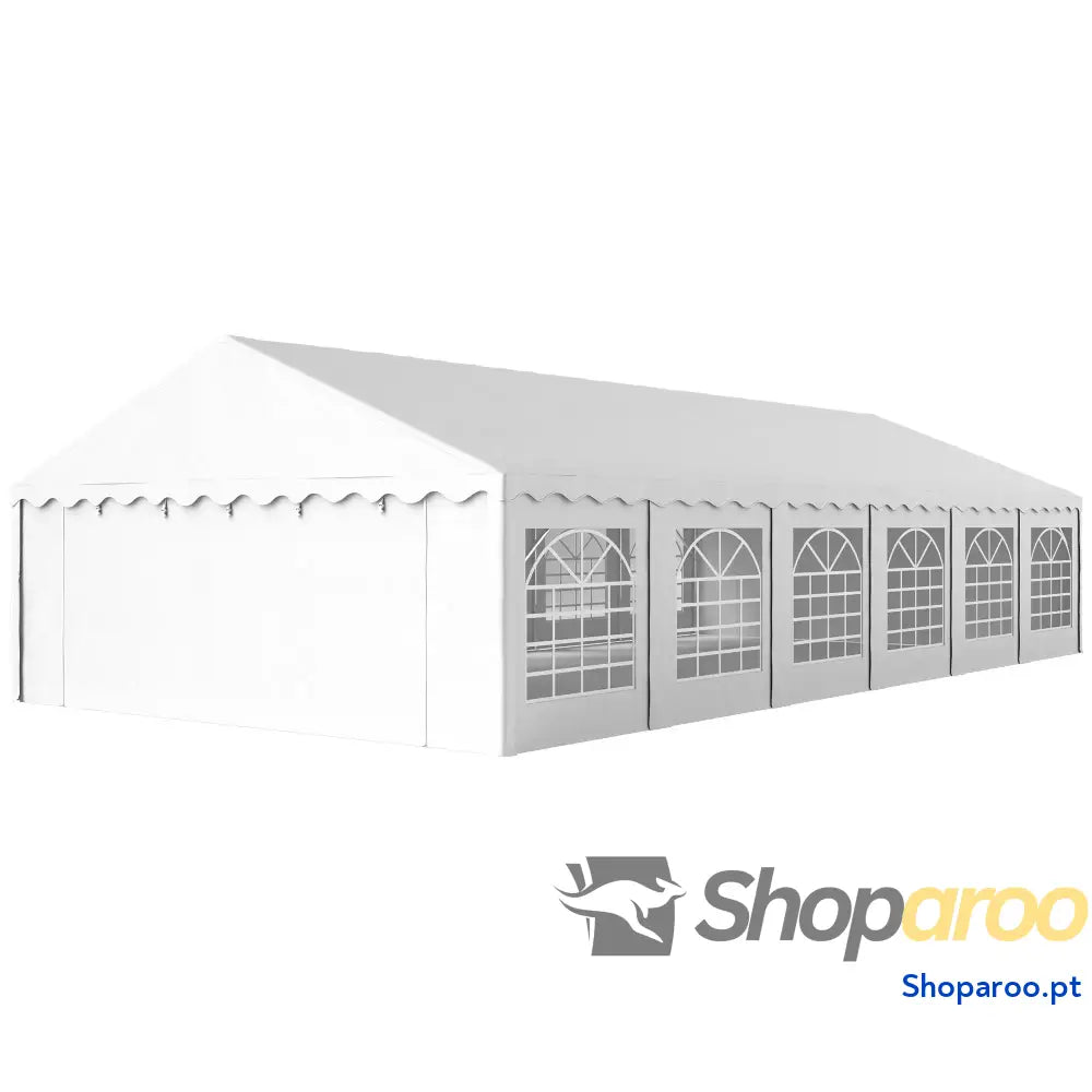 Tenda para Eventos 12x6m de Jardim com 12 Paredes Laterais Amovíveis e Janelas Impermeável Proteção UV 30+ Branco
