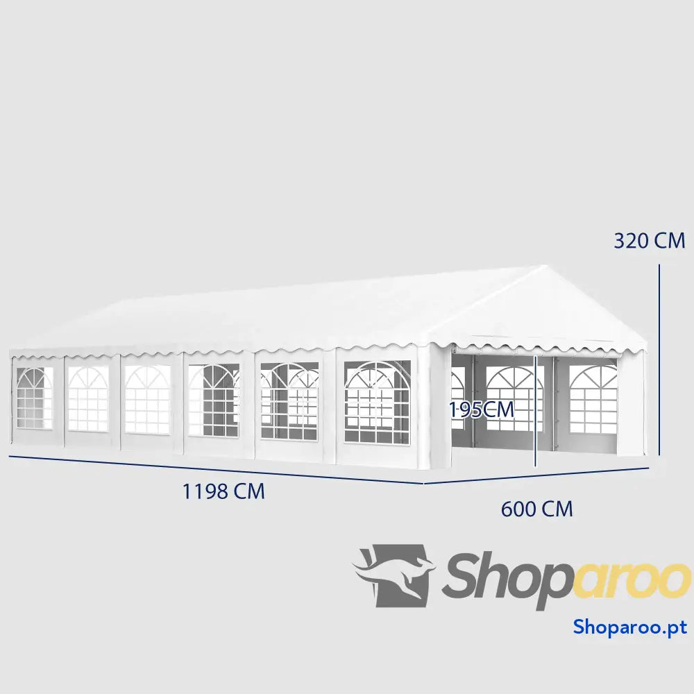 Tenda para Eventos 12x6m de Jardim com 12 Paredes Laterais Amovíveis e Janelas Impermeável Proteção UV 30+ Branco