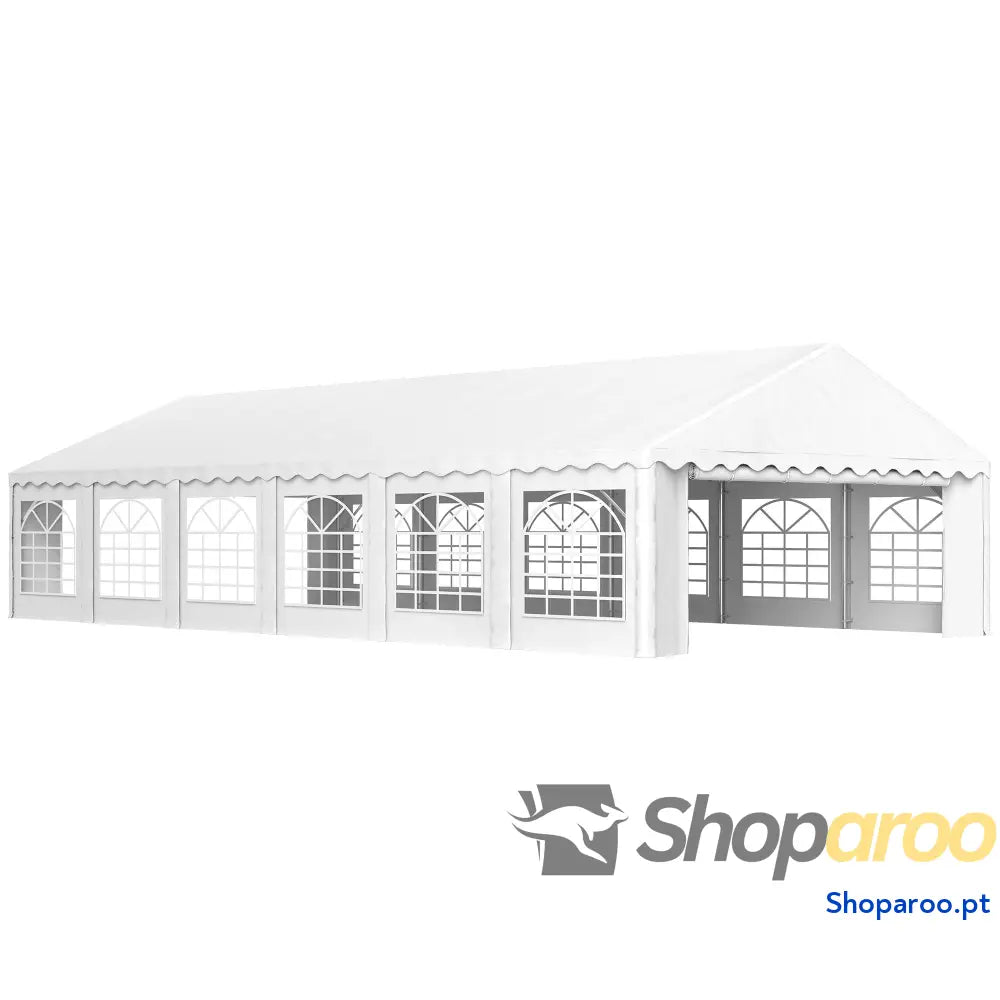 Tenda para Eventos 12x6m de Jardim com 12 Paredes Laterais Amovíveis e Janelas Impermeável Proteção UV 30+ Branco