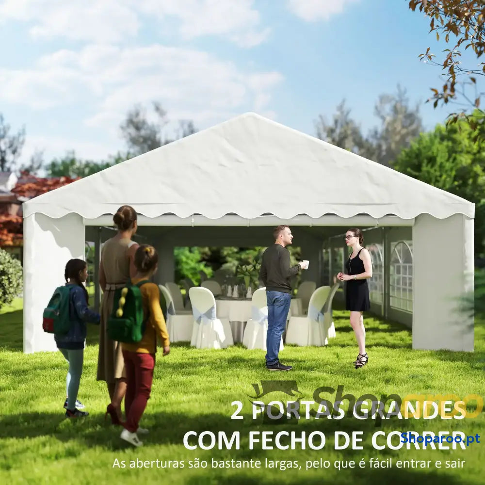 Tenda para Eventos 12x6m de Jardim com 12 Paredes Laterais Amovíveis e Janelas Impermeável Proteção UV 30+ Branco