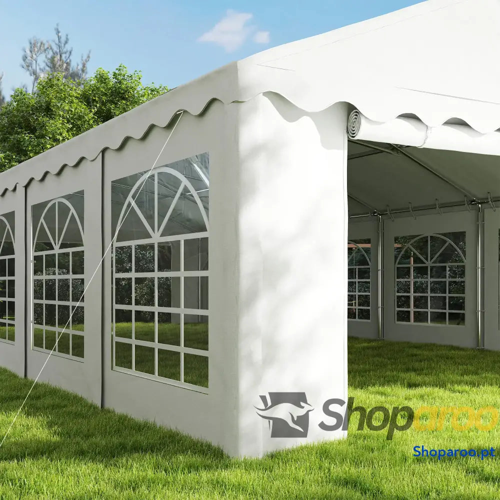 Tenda para Eventos 12x6m de Jardim com 12 Paredes Laterais Amovíveis e Janelas Impermeável Proteção UV 30+ Branco