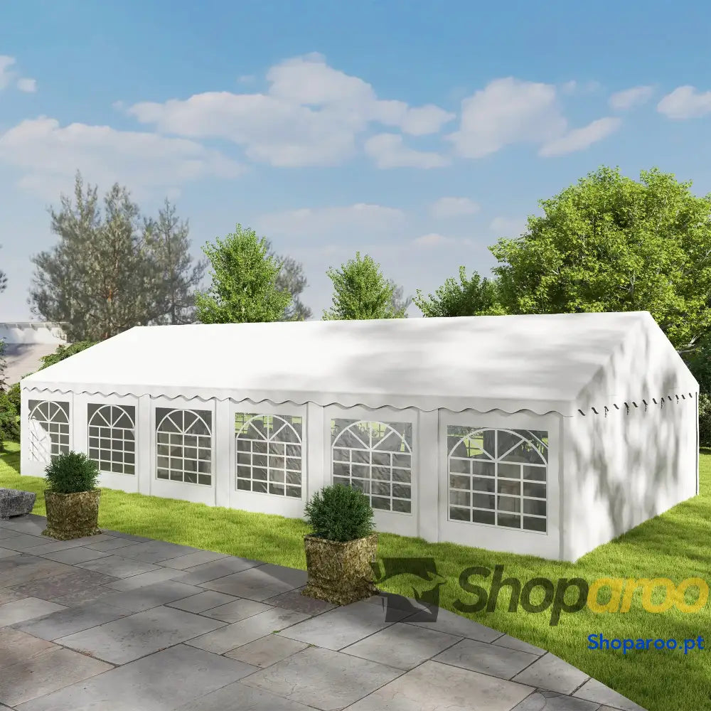 Tenda para Eventos 12x6m de Jardim com 12 Paredes Laterais Amovíveis e Janelas Impermeável Proteção UV 30+ Branco