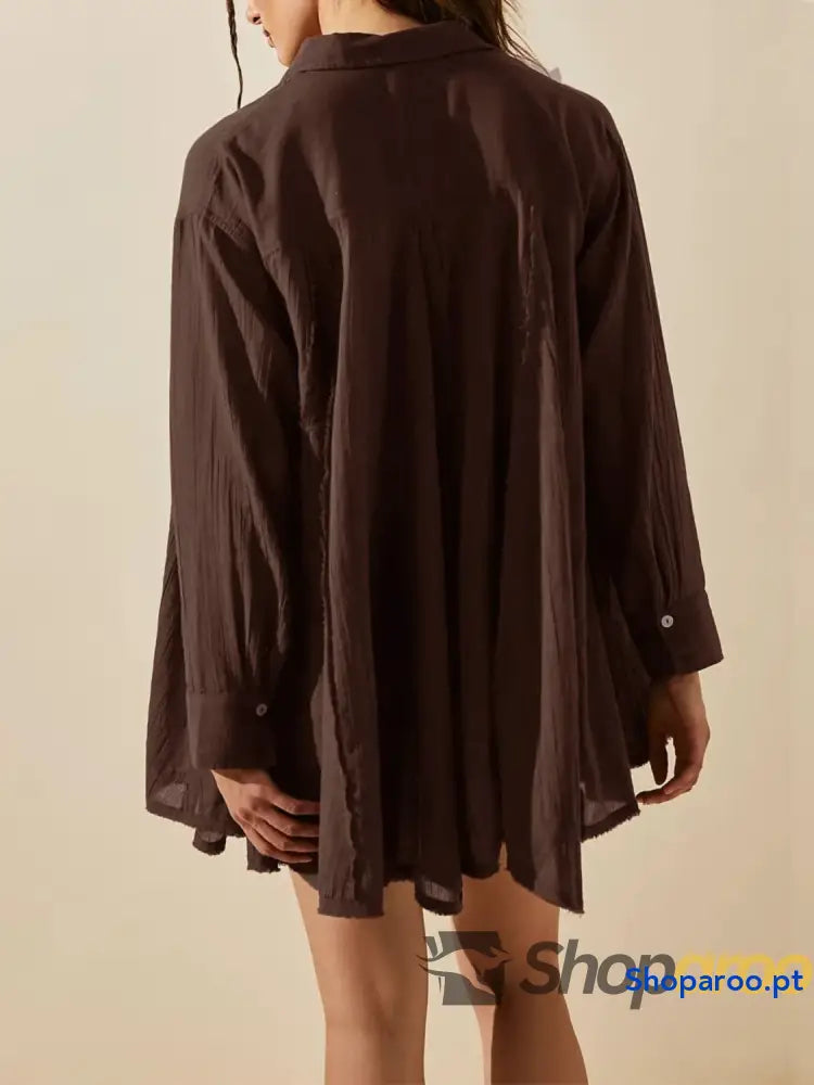 Textured Button-Down Shirt Dress