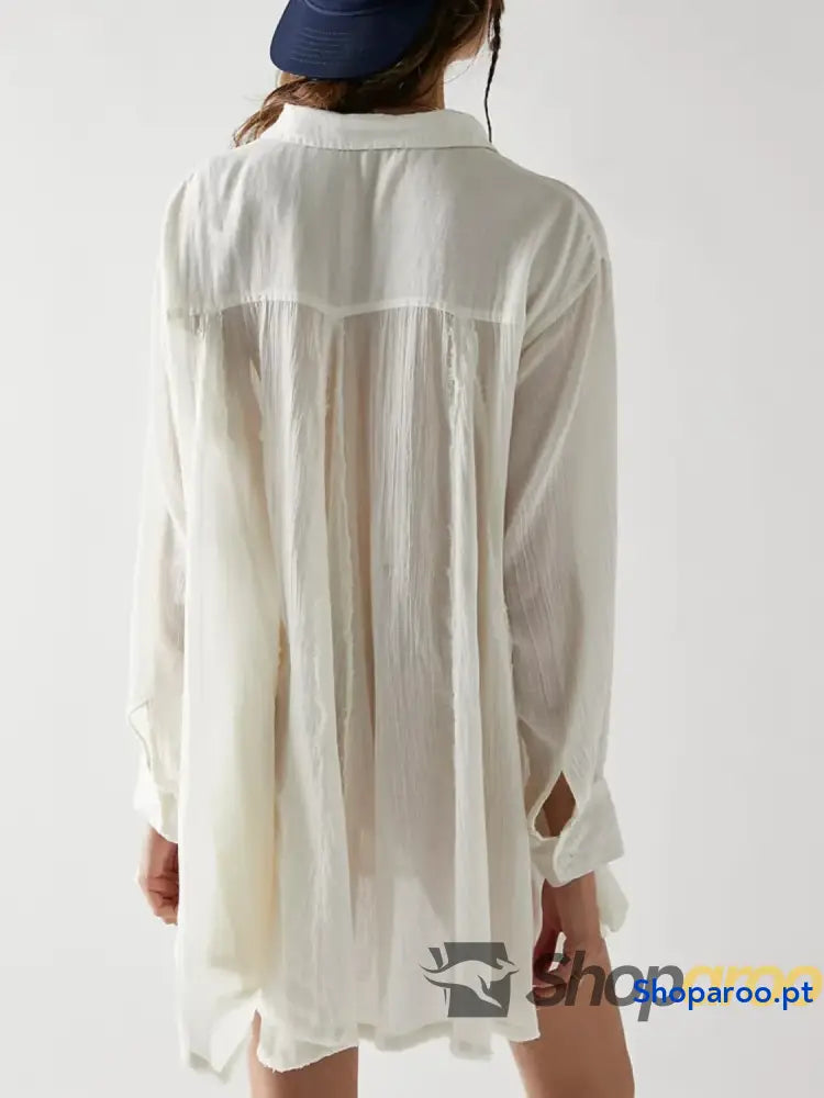 Textured Button-Down Shirt Dress