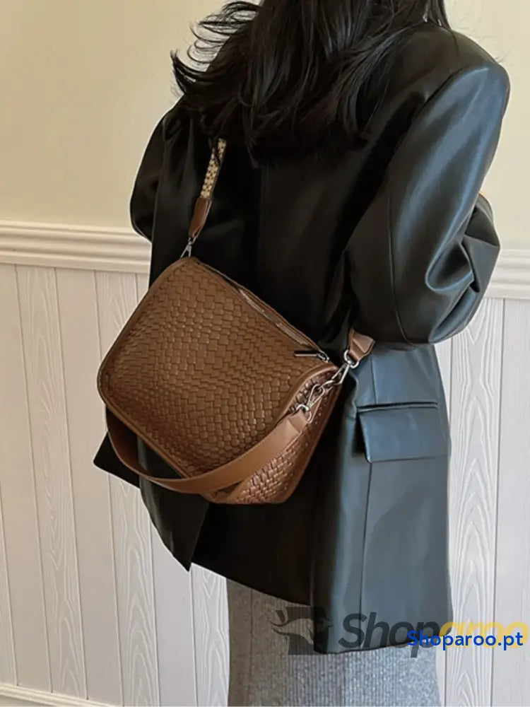 Textured Leather Shoulder Bag