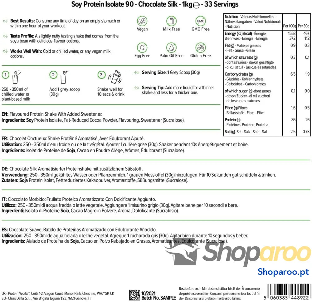 THE PROTEIN WORKS Proteína de soja 90 (isolada) | chocolate macio | 100% vegano | procedente fontes sustentáveis baixo