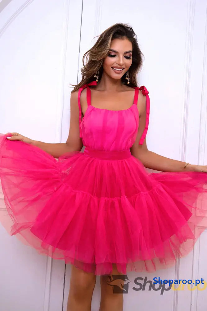 Tie-Shoulder Mesh Dress