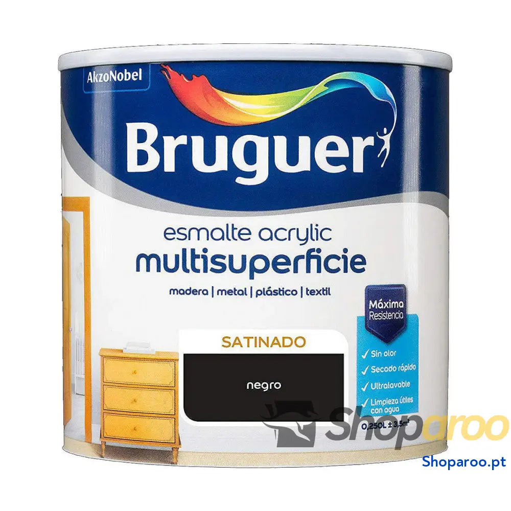 Tinta acrílica Bruguer Preto Esmalte acrílico (250 ml)
