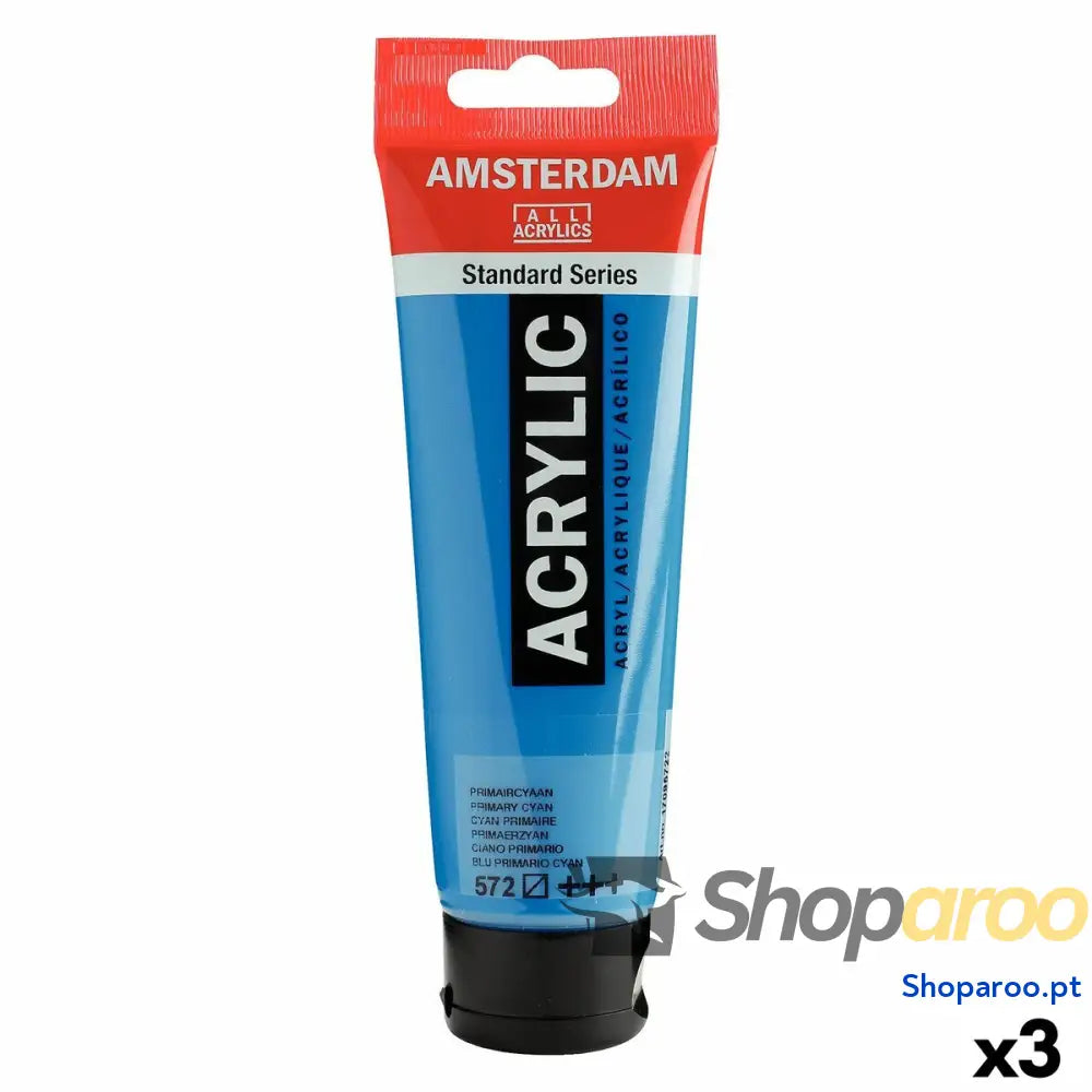 Tinta acrílica Talens Amsterdam Ciano 120 ml (3 Unidades)