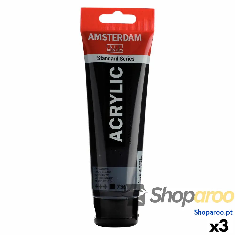 Tinta acrílica Talens Amsterdam Preto 120 ml (3 Unidades)