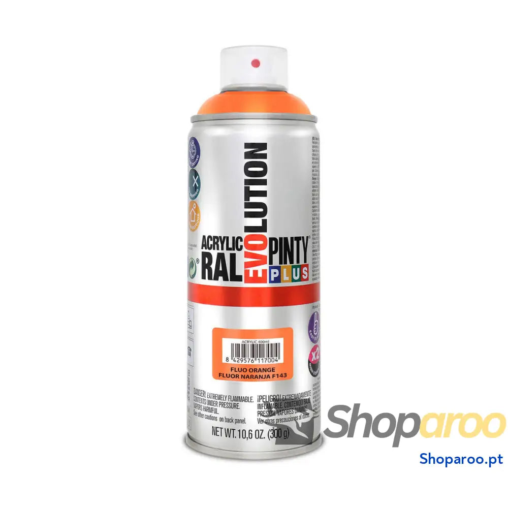 Tinta em spray Pintyplus Evolution F143 400 ml Fluorescente Laranja