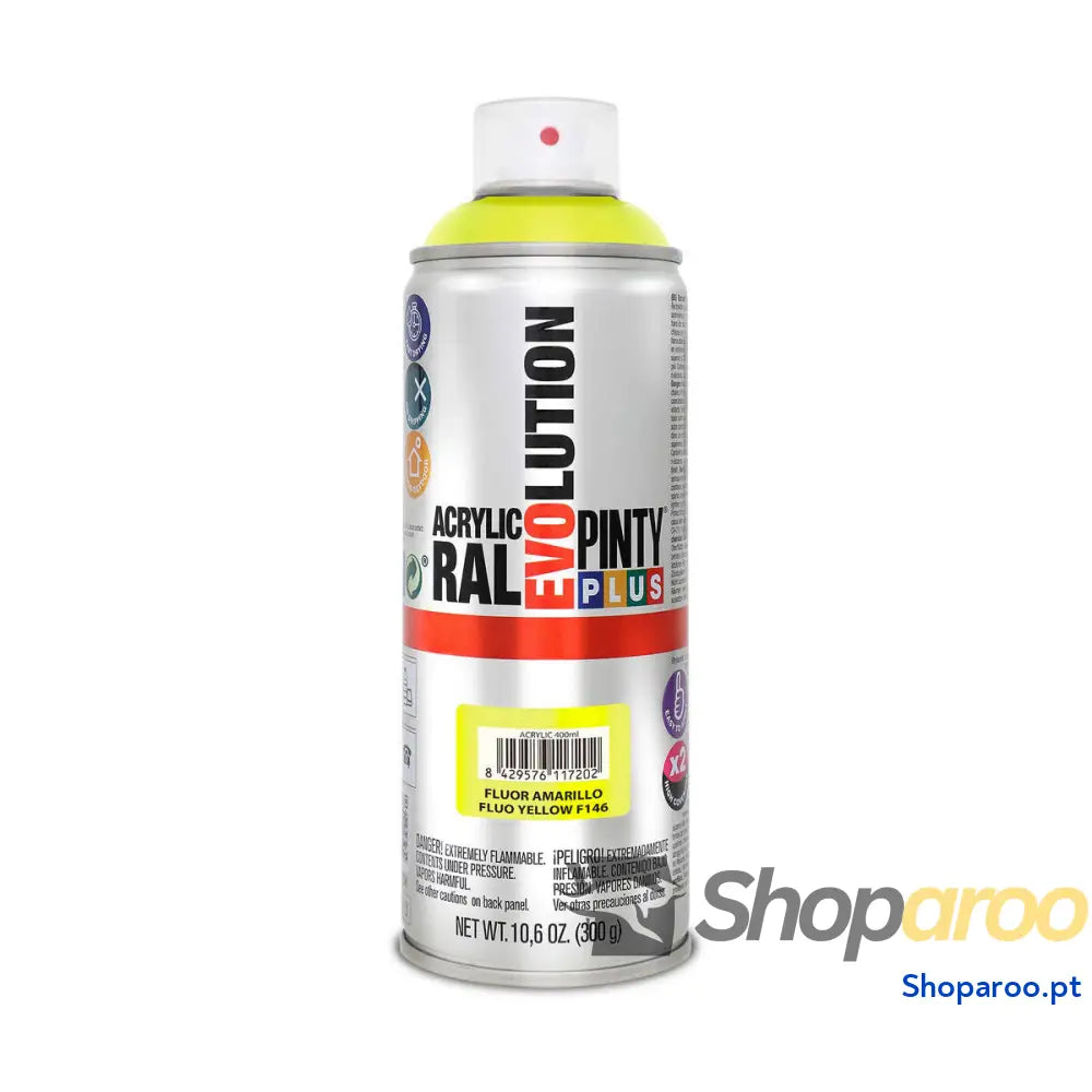 Tinta em spray Pintyplus Evolution F146 400 ml Fluorescente Amarelo