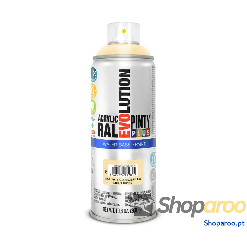 Tinta em spray Pintyplus Evolution RAL 1015 400 ml Base de água Light Ivory