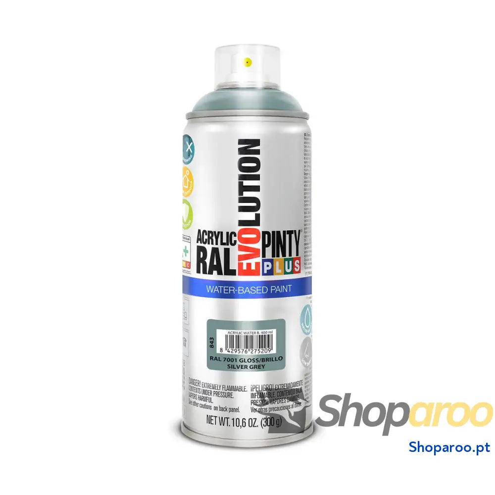 Tinta em spray Pintyplus Evolution RAL 7001 400 ml Base de água Silver Grey