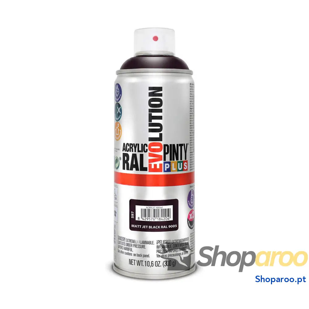 Tinta em spray Pintyplus Evolution RAL 9005 400 ml Mate Jet Black