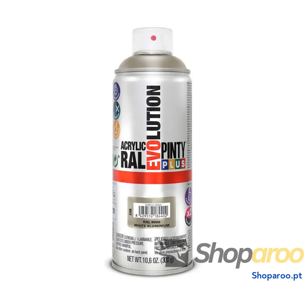 Tinta em spray Pintyplus Evolution RAL 9006 400 ml White Aluminium