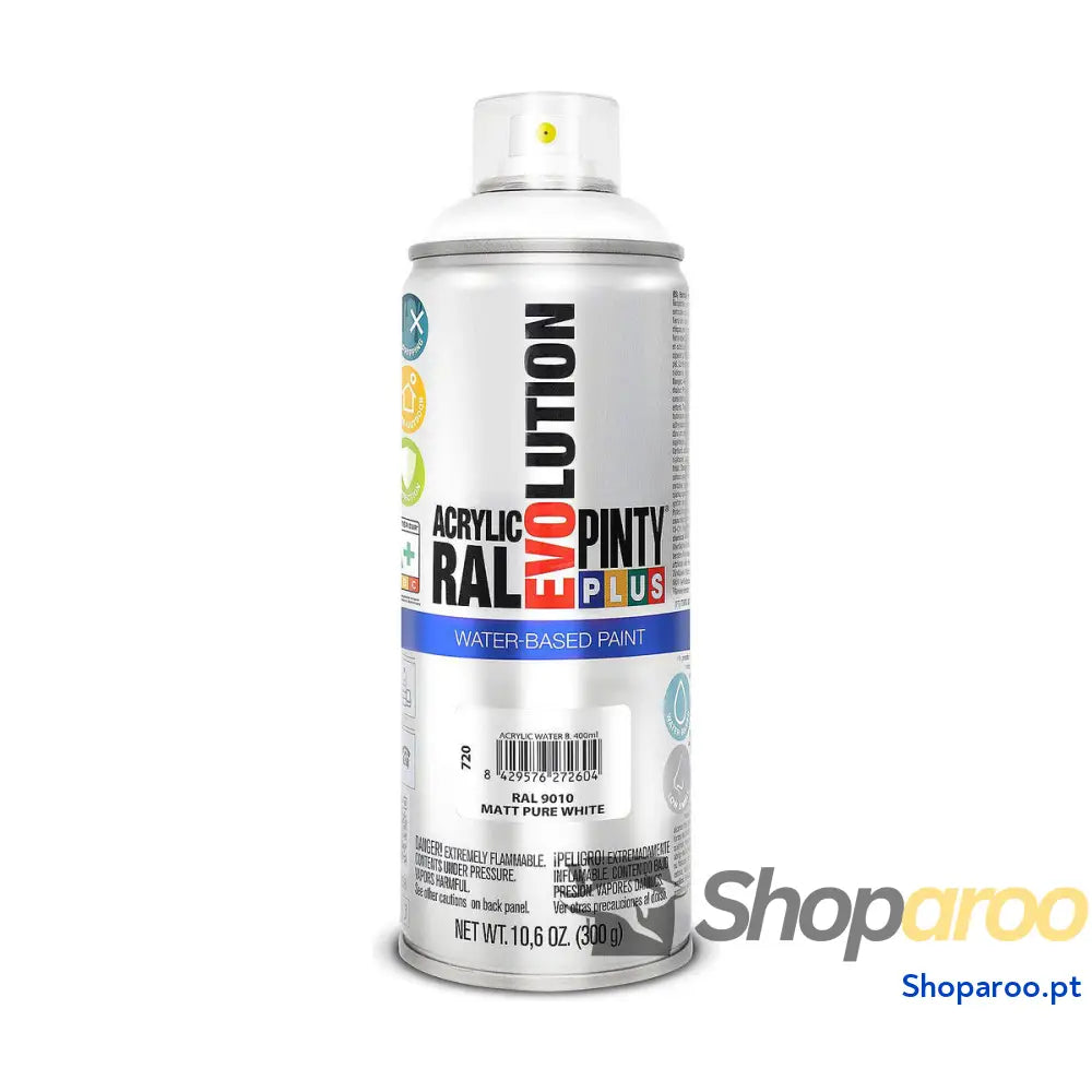 Tinta em spray Pintyplus Evolution RAL 9010 Mate Base de água Pure White 400 ml