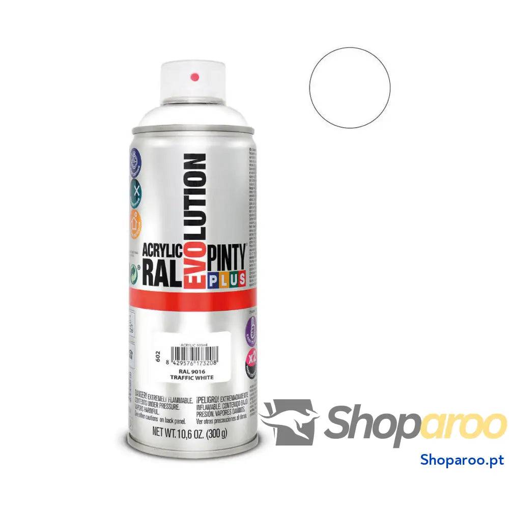 Tinta em spray Pintyplus Tech RAL 9016 400 ml eletrodomésticos Traffic White
