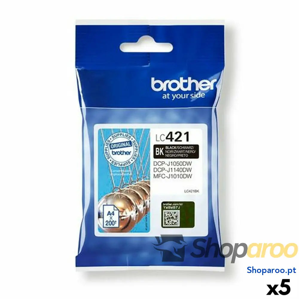 Tinteiro de Tinta Original Brother LC421 Preto (5 Unidades)