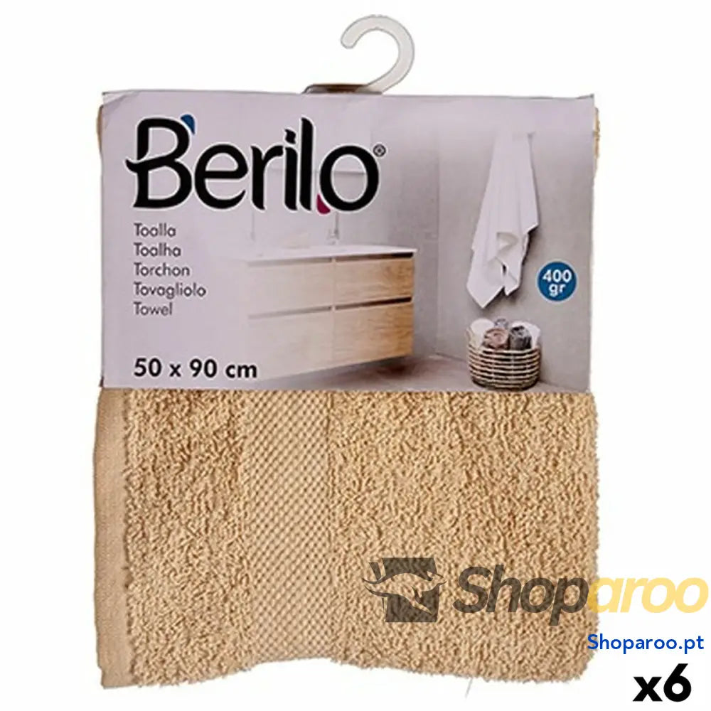 Toalha de banho Berilo 89657 Creme 80 % algodão 20 Poliéster 50 x 90 cm (6 Unidades)