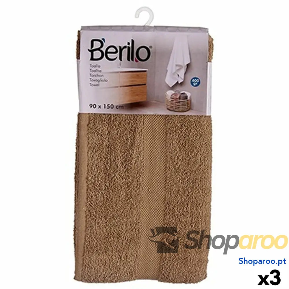 Toalha de banho Berilo 89663 Camel 80 % algodão 20 Poliéster 90 x 150 cm (3 Unidades)