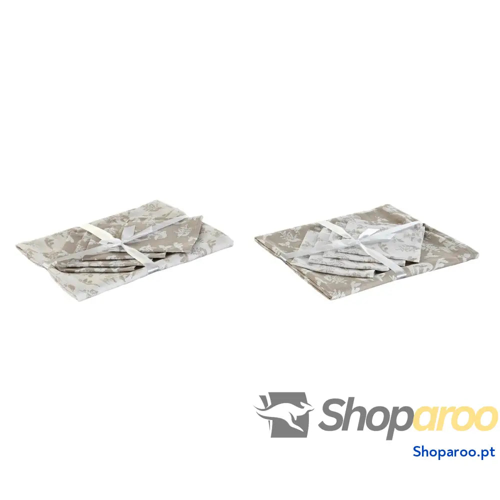 Toalha e guardanapos DKD Home Decor 2 Unidades 150 x 0,5 cm Bege Branco Marrom claro