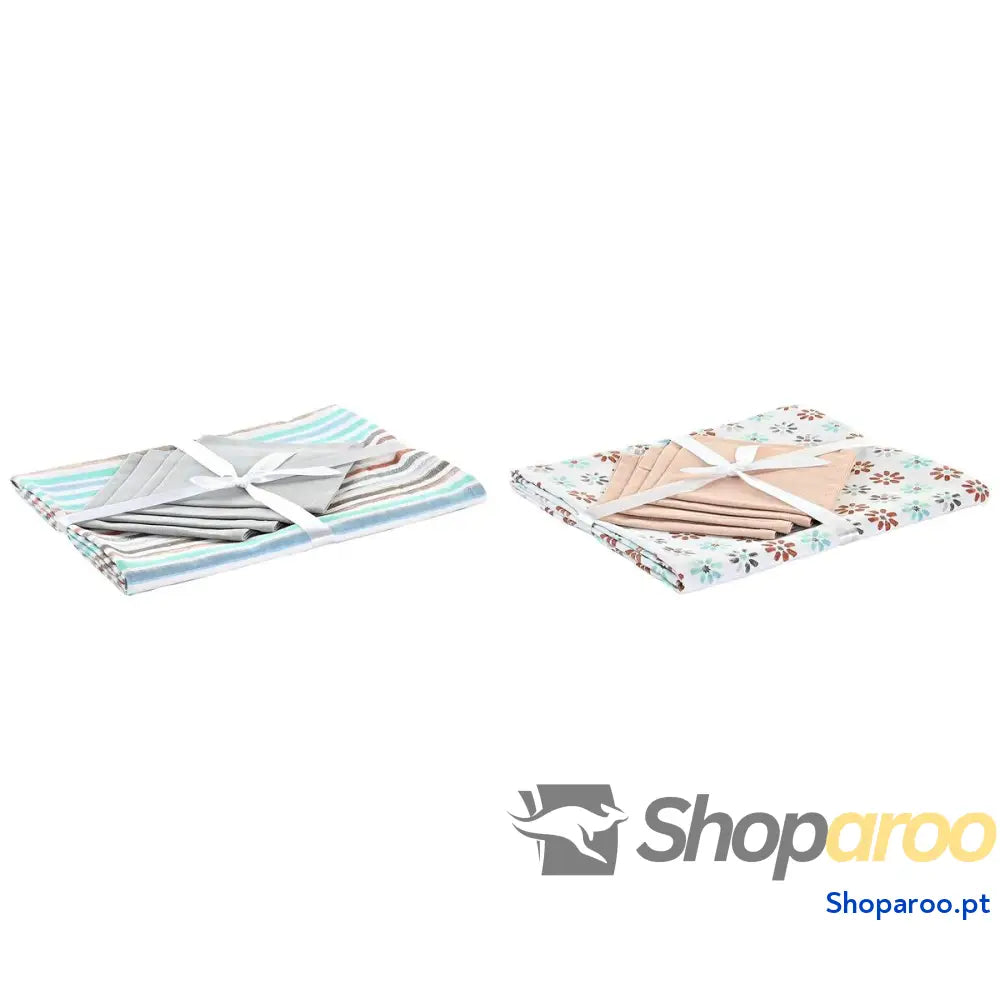 Toalha e guardanapos DKD Home Decor 2 Unidades 150 x 0,5 cm Cinzento Azul celeste
