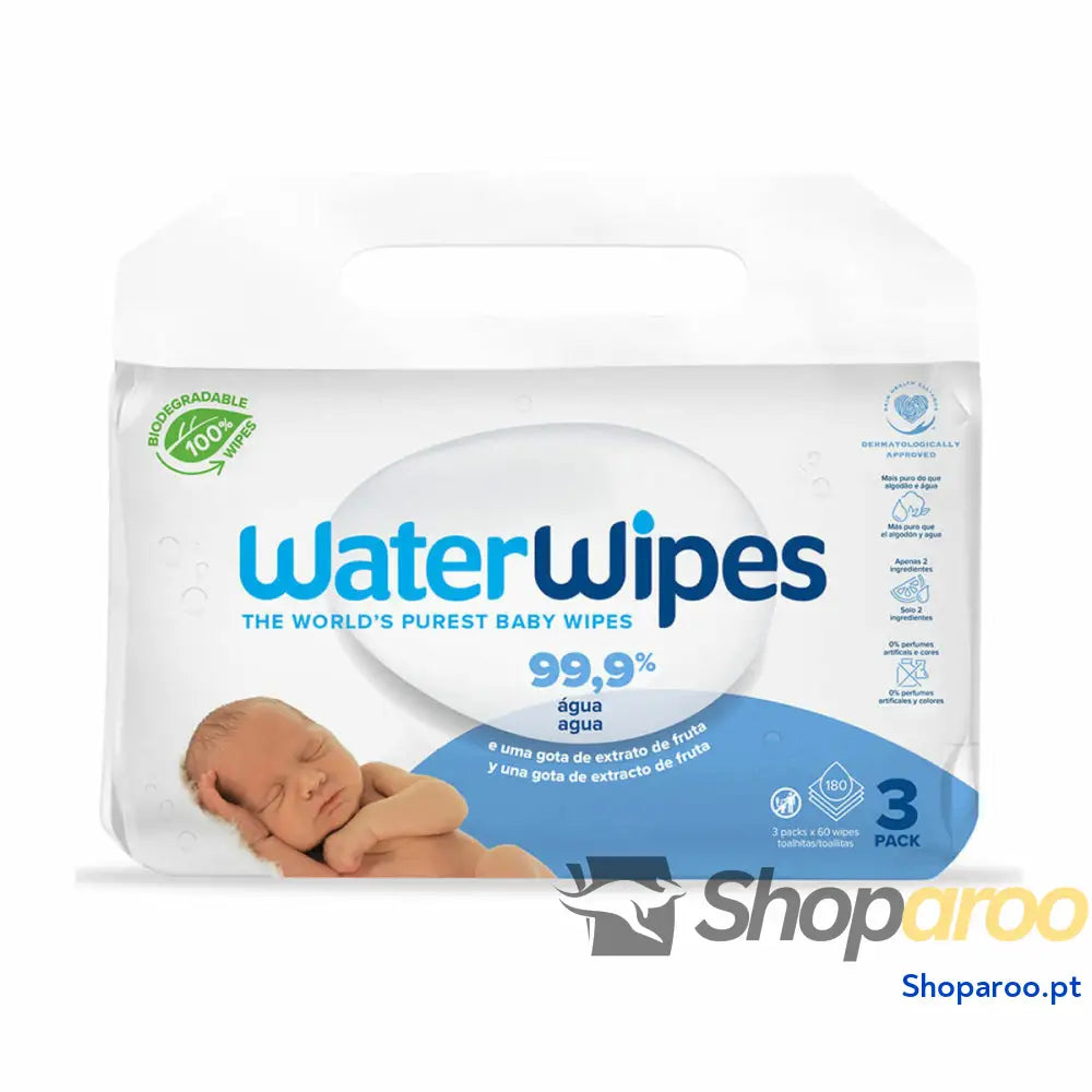 Toalhetes de Limpeza Esterilizados (Pack) WaterWipes (180 Unidades)