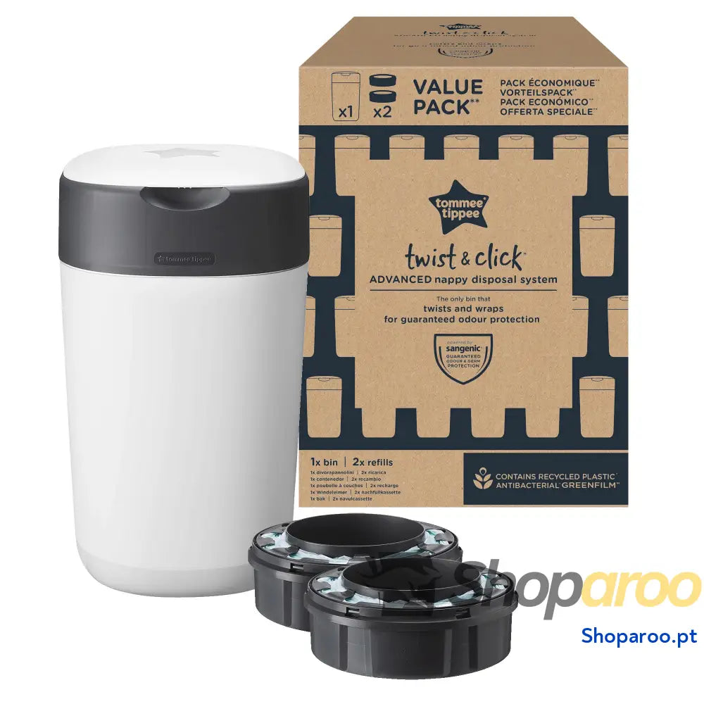 Tommee Tippee Recipiente para fraldas Twist & Click pack exclusivo com x 2 peças de reposição incluídas proteção