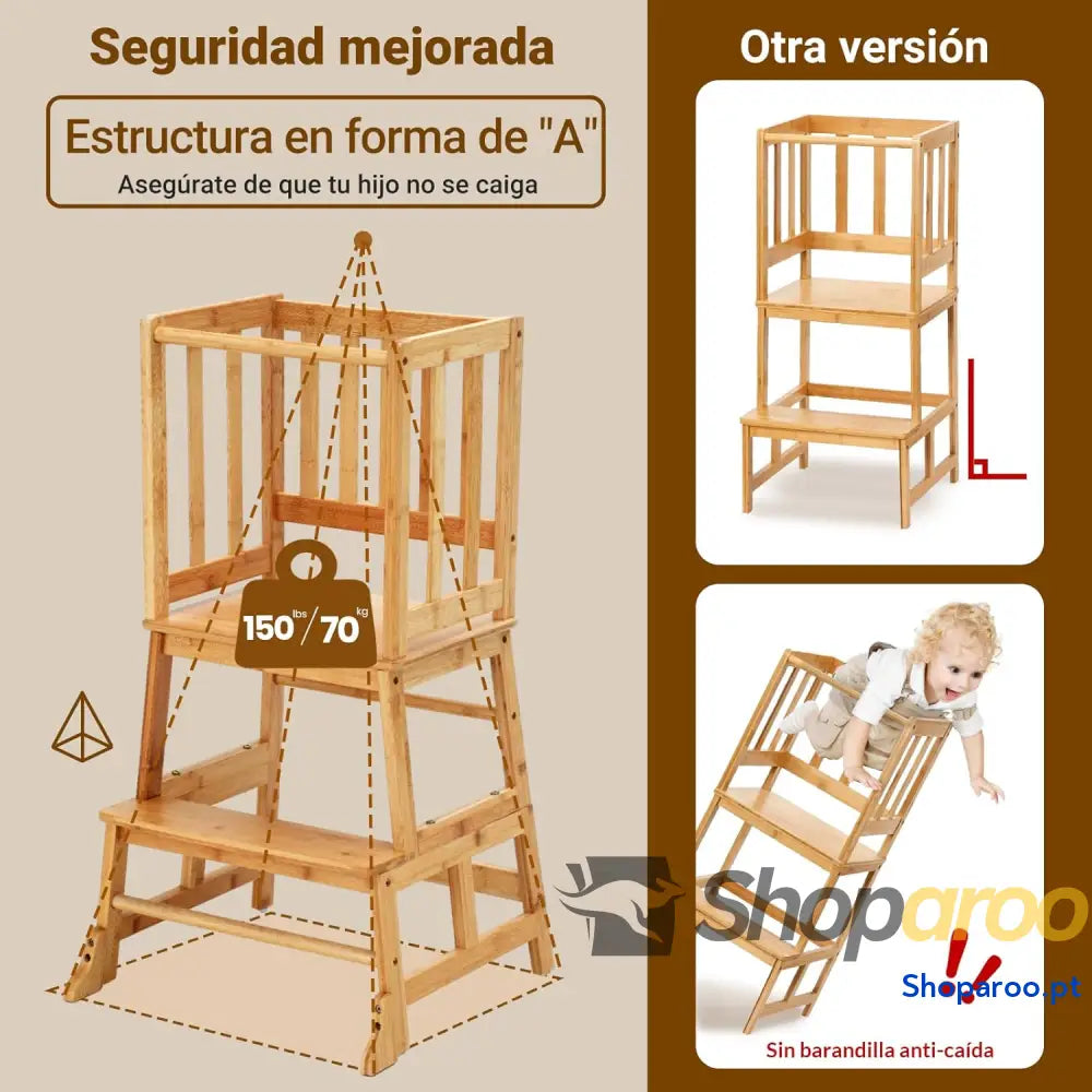 Torre de aprendizagem desde 18 meses torre para crianças proteção anti virar e barra segurança casa banho quarto