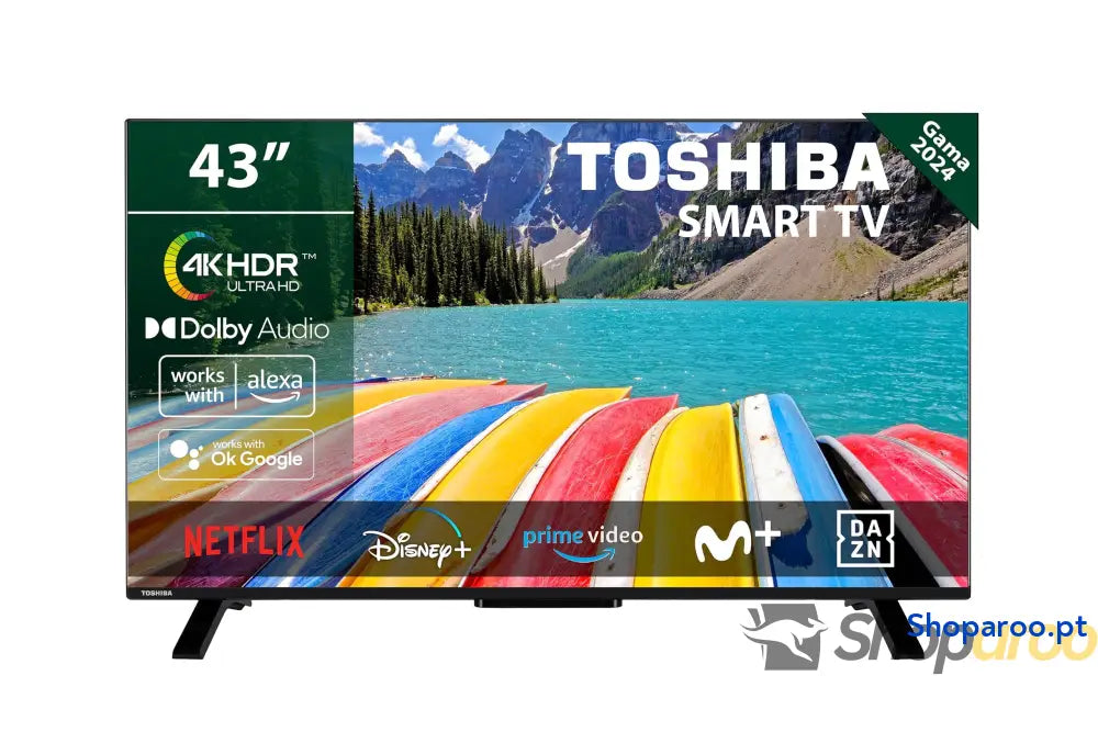 TOSHIBA 50UV2363DG Smart TV 4K UHD de 50’’ sem moldura com HDR10 Dolby Audio compatível Alexa e Google Assistant