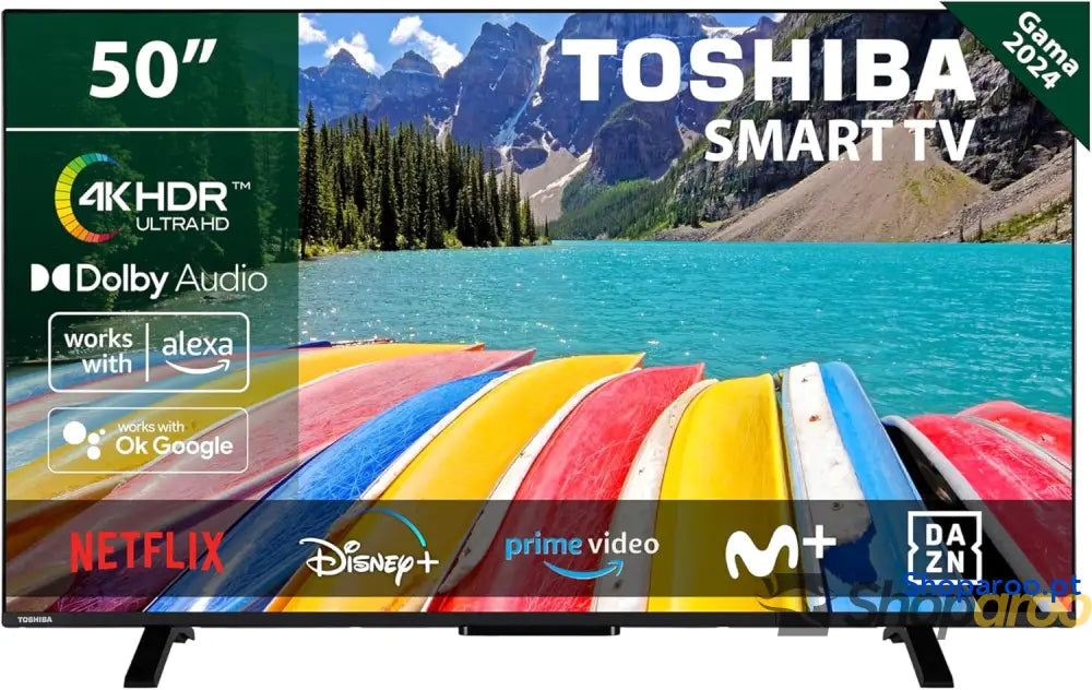 TOSHIBA 50UV2363DG Smart TV 4K UHD de 50’’ sem moldura com HDR10 Dolby Audio compatível Alexa e Google Assistant