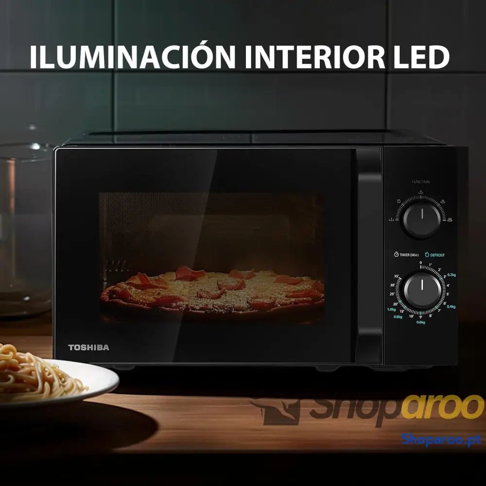 Microondas 20L Independiente 800W 5 Niveles de Potencia con Fácil Descongelación Iluminación LED Interior Negro