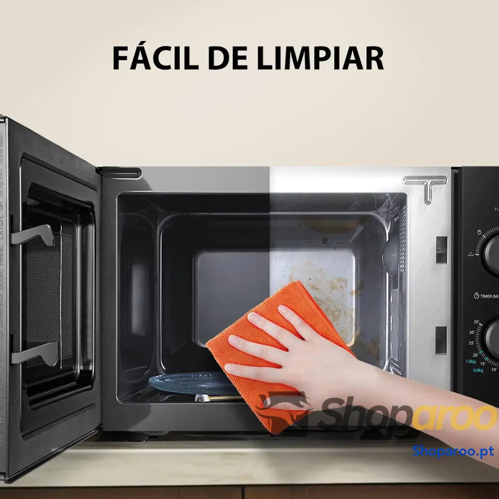 Microondas 20L Independiente 800W 5 Niveles de Potencia con Fácil Descongelación Iluminación LED Interior Negro