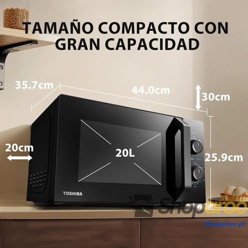 Microondas 20L Independiente 800W 5 Niveles de Potencia con Fácil Descongelación Iluminación LED Interior Negro