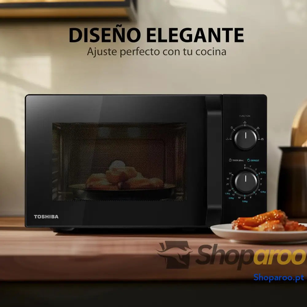 Microondas 20L Independiente 800W 5 Niveles de Potencia con Fácil Descongelación Iluminación LED Interior Negro