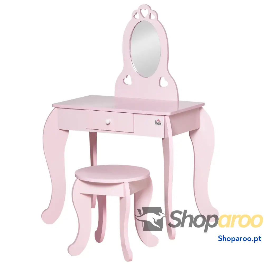 Toucador Infantil Princesa com Espelho e Banco Rosa