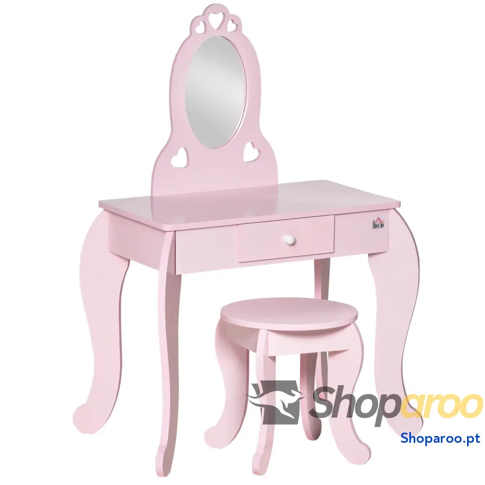 Toucador Infantil Princesa com Espelho e Banco Rosa
