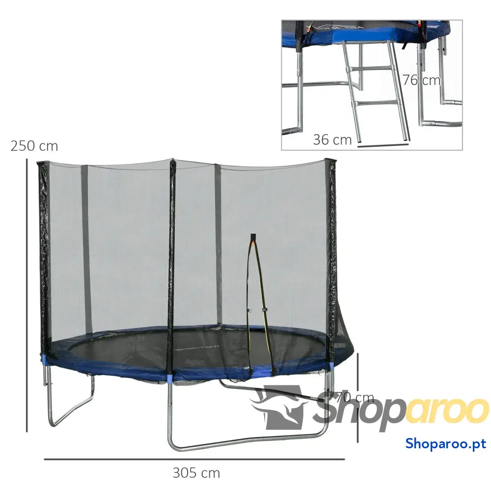 Trampolim de Exterior com Rede Segurança para Crianças e Adultos Azul
