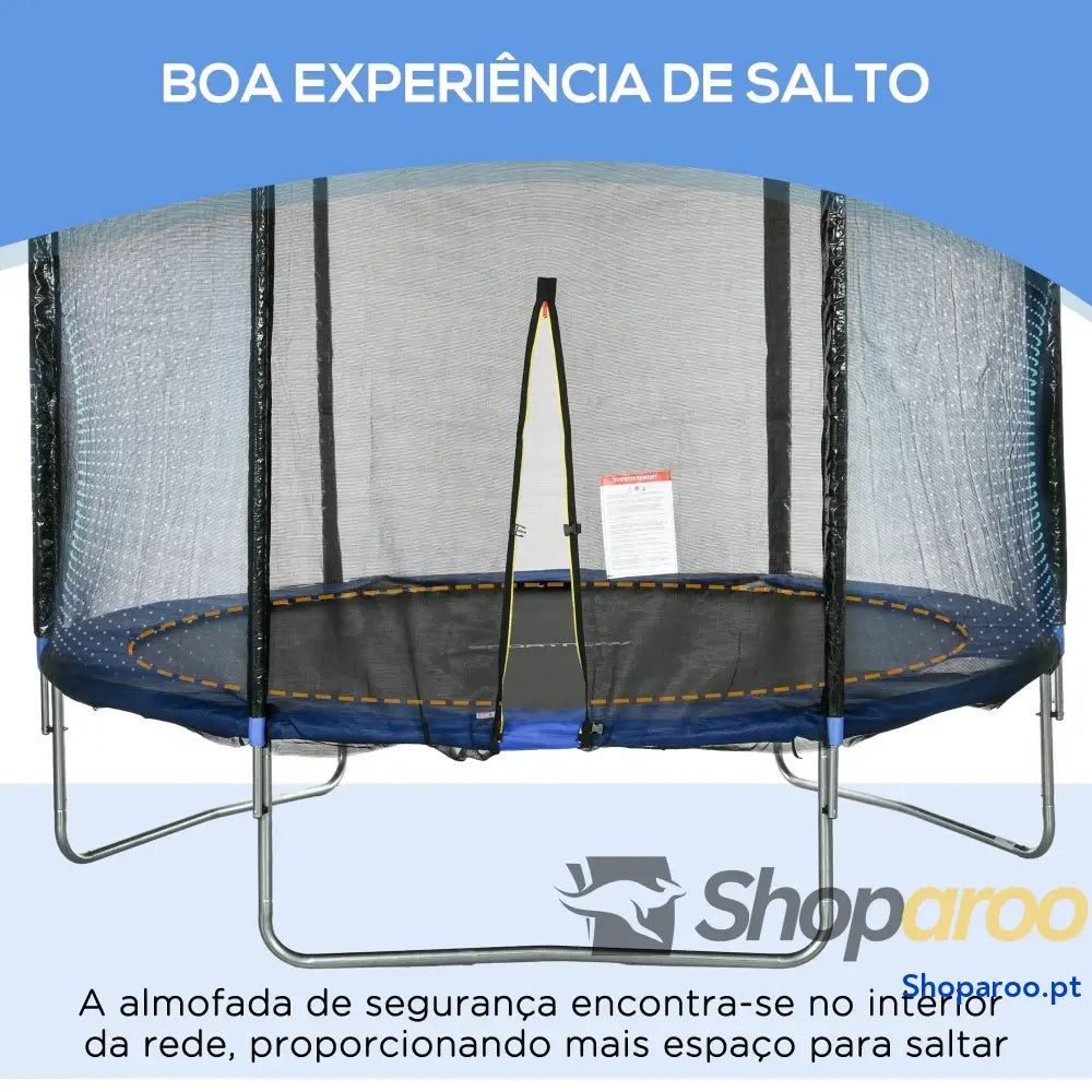 Trampolim de Exterior com Rede Segurança para Crianças e Adultos Azul