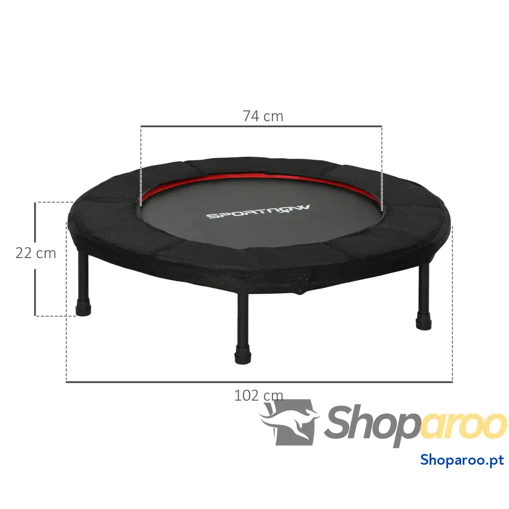 Trampolim Fitness Dobrável 102 cm Vermelho Estrutura Antiderrapante