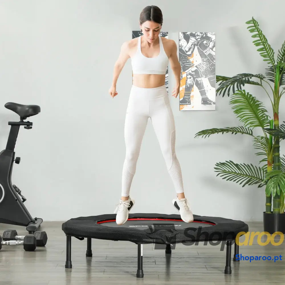 Trampolim Fitness Ø102 cm Trampolim Fitness Dobrável com Estrutura de Aço Antiderrapante Ø102x22 cm Vermelho