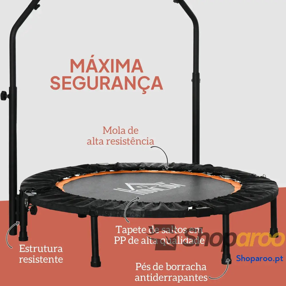Trampolim Fitness Dobrável com Pega Ajustável em 4 Níveis